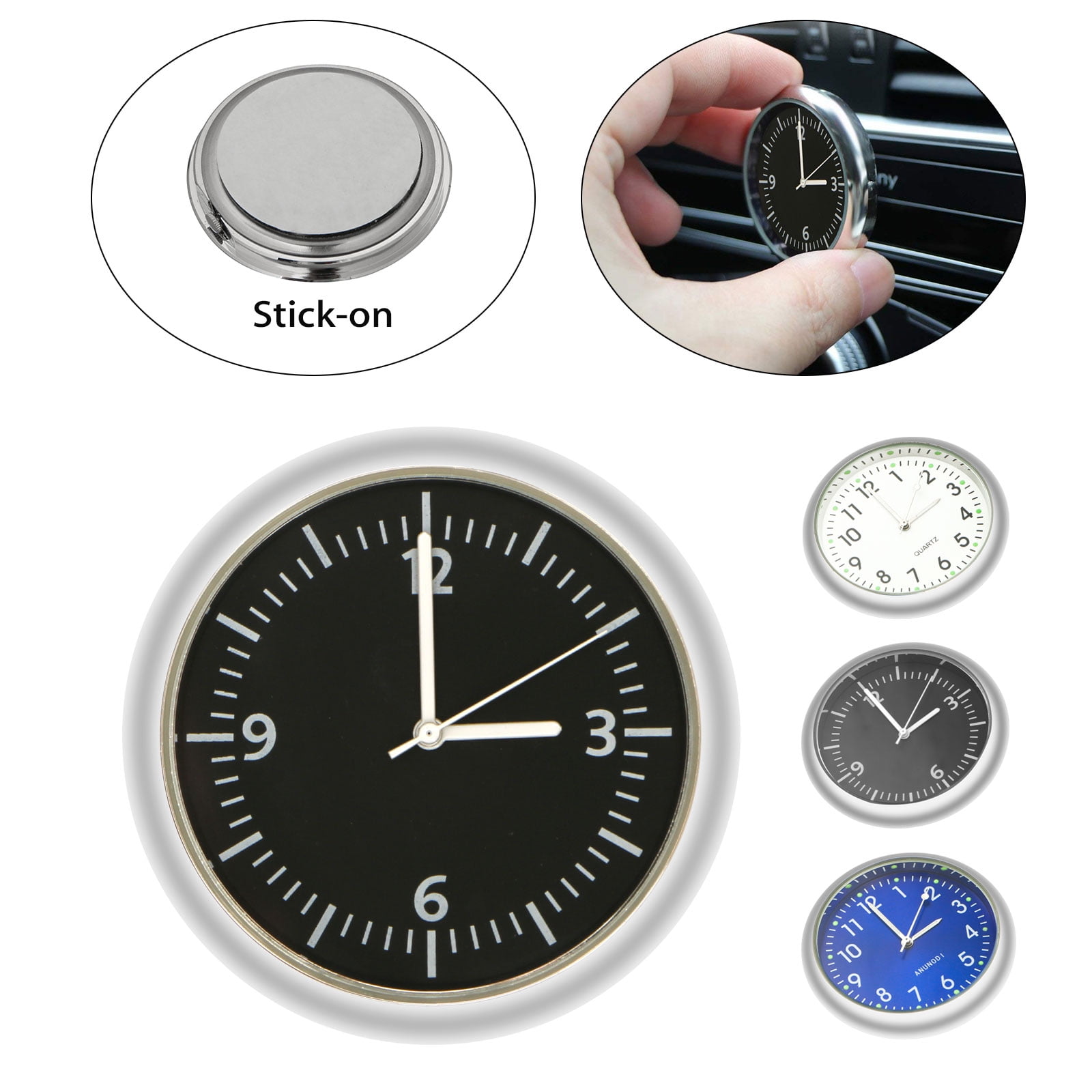 Pocket Mini Luminous Quartz Analog Watch StickOn Clock for Car Boat