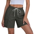 thumbnail image 3 of Fsgntruao Women Solid Color Clothing With Elastic Casual Elastic Pockets Five-Point Four Pockets Pants Overalls, 3 of 6