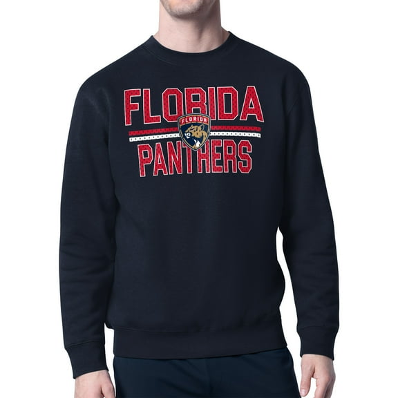 Men's Starter Navy Florida Panthers Mesh Look Team Name Logo Pullover Sweatshirt