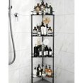 thumbnail image 1 of Esquinero para baño metal 4 niveles antioxidante organizador de piso para ducha con cojines adhesivos y ganchos negro, 1 of 8