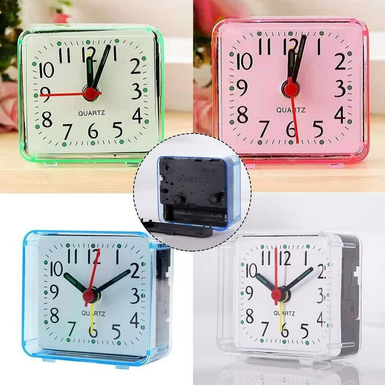 Quartz Alarm Clock With Night Light No Tick Snooze Silent Small Bedside Clocks