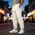 thumbnail image 7 of WULMLEO Men's Jogger Pants with Pockets Drawstring Tapered Athletic Sweatpants for Gym Running Casual Beige 3XL, 7 of 7
