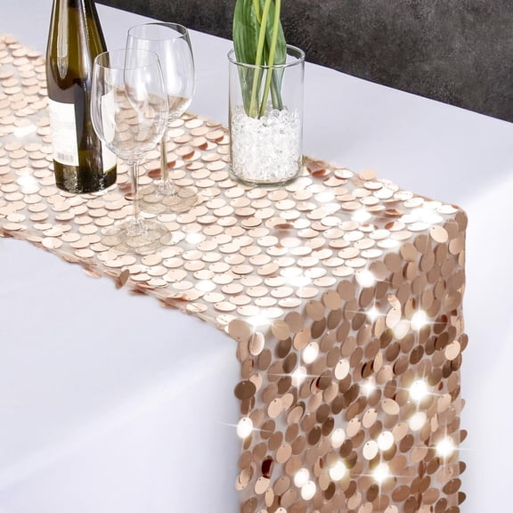 Sequin Table Runner, Glitter Table Runner, Rectangle Table Runner for Halloween, Christmas, Wedding Party, Birthday Party, Banquet Decor,12 x 108 Inch