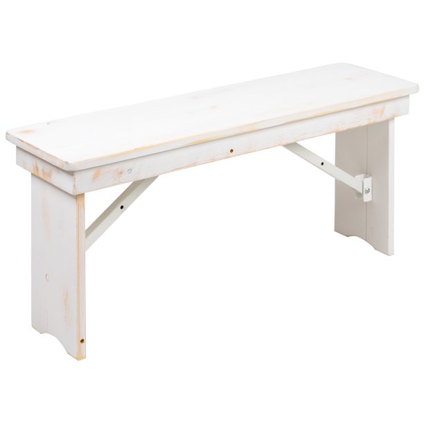 40 Rustic White Hercules Series Rectangular Pine Folding Farm Bench Walmart Com Walmart Com