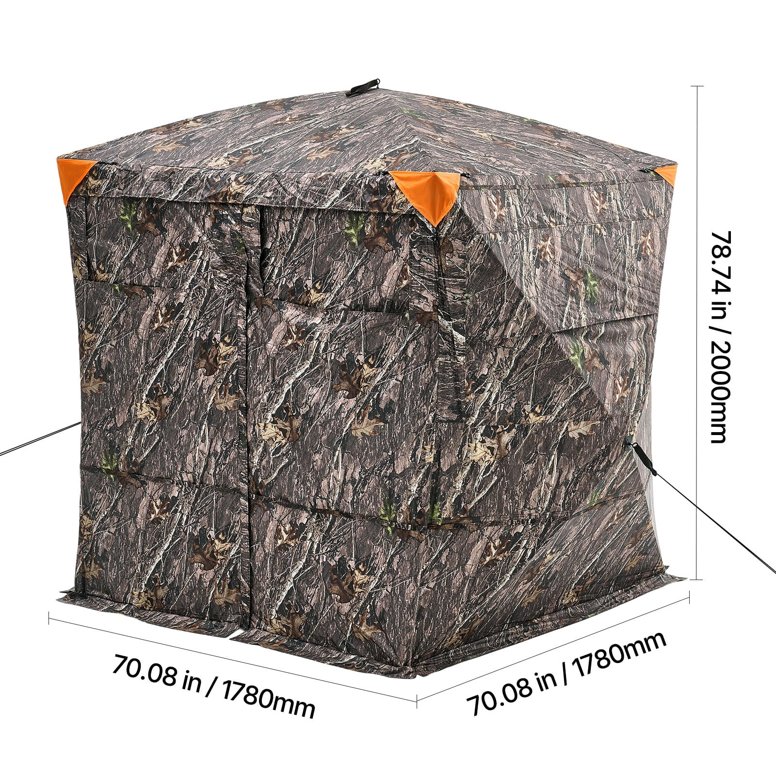VEVOR Hunting Blind, 4-5 Person See Through Ground Blinds with Carrying Bag, 270 Degree Portable Camouflage Tent, Durable Concealed Shelter with Silent Magnetic Door and Window, for Turkey and Deer