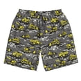 thumbnail image 3 of Uemuo Modern Yellow Excavator Pattern Men's Swim Trunks Hawaiian Beach Bathing Suit Swimsuits Beach Quick-Dry Shorts with Pockets-, 3 of 9