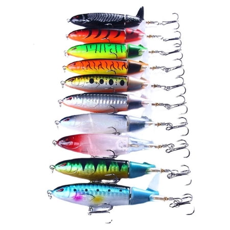 YIGSECU 10Pcs Propeller Baits Topwater Fishing Lures Artificial Baits Hard Crankbait