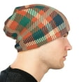 thumbnail image 6 of Beanie Hats for Men and Women, Vintage Orange Plaid Stripes Patterns Adult Unisex Knit Hat Winter Warm Skull Cap, 6 of 7