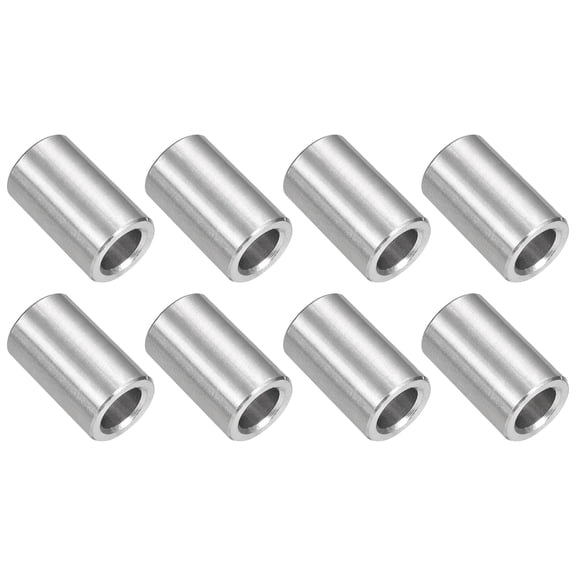 8Pcs 304 Stainless Steel Spacer 3/8" OD x 1/4" ID x 5/8" Length(10x6x16mm) Screw Standoff Bushing Plain Finish Unthreaded Round Metal Spacer for M3 Screws Bolts and Rods, Silver