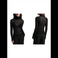 thumbnail image 3 of Top de Larga Ajustado de de Color Liso con Cuello Alto para Mujer, Camisa Transparente. Negro S, 3 of 7
