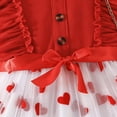 thumbnail image 6 of SonxaHe Toddler Girl' Dress Valentine's Day Heart Print Tulle Dress with Puff Sleeve Kids Holiday Party Princess Dress Red,Sized 3-4, 6 of 6