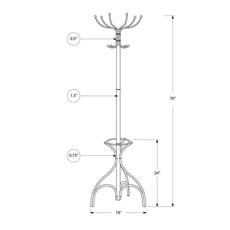 Costway Metal Coat Hat Rack Organizer Clothes Hanger Hooks Tree Stand  Umbrella Holder : Target