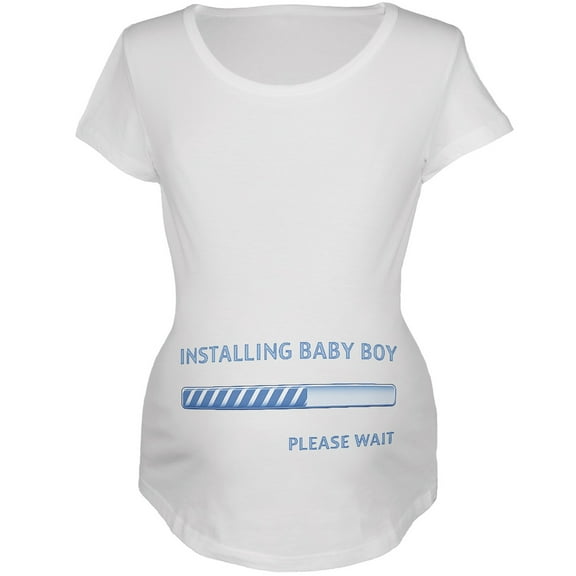 Installing Baby Boy Funny White Maternity Soft T-Shirt - X-Large