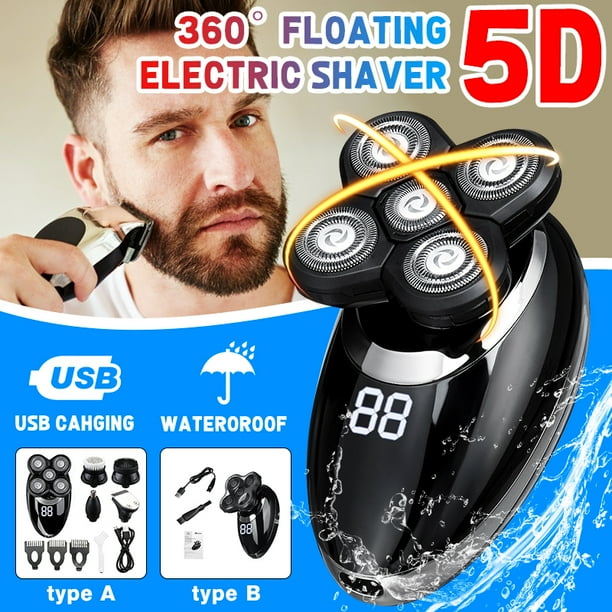 5 in 1 5D Electric Shaver Electric Razor Cordless Waterproof Wet Dry