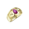 thumbnail image 3 of RYLOS Men's Rings 14K Yellow Gold Ring Timeless Pear Shape Tear Drop Cabochon Gemstone & Diamond Rings; Star Ruby Rings For Men Size 10, 3 of 4