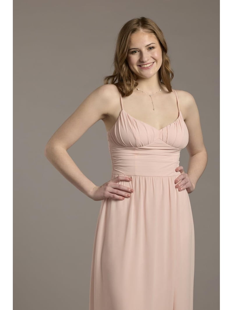David's Bridal, The Edit by DB Studio Women's Formal Spaghetti Strap A-Line  Dress with Slit, Full Length, Chiffon - Walmart.com