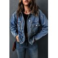 thumbnail image 2 of POGLIP Women's Turn Down Collar Pocket Buttoned Denim Jacket, 2 of 6