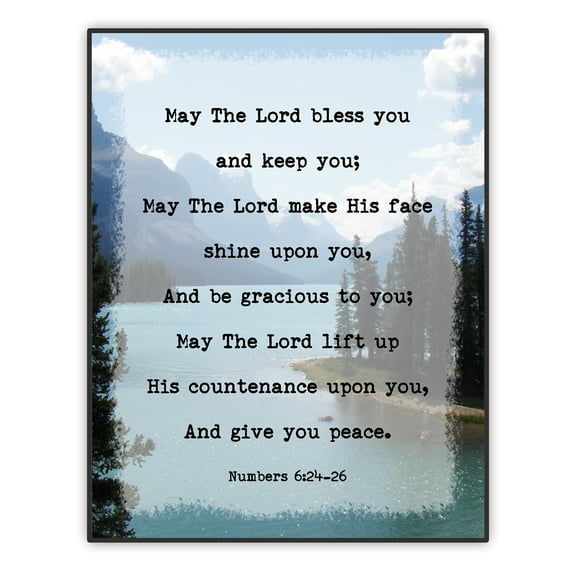 Lord's Prayer Wall Art, Bible Verse Print, 8.5x11 inches, Unframed, Religious Scripture, Christian Inspirational Gift, Mountain Lake Landscape, Our Father Who Art in Heaven