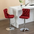 thumbnail image 5 of Bar Stools With Adjustable Seat Height 25 - 33 Inch, Velvet Upholstery, Base, , Wine Red/burgundy, For Pub And Kitchen Island Use Comfort, In Of 2 Home, 5 of 6