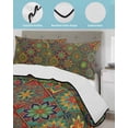 thumbnail image 3 of Twin Quilt Bedding Set, Retro Boho Reversible Summer Quilt 3 Pieces, Green Blue Red Ethnic Floral Geometric Abstract Lightweight Bedspreads Coverlets with 2 Pillow Shams for All Seasons, 3 of 5