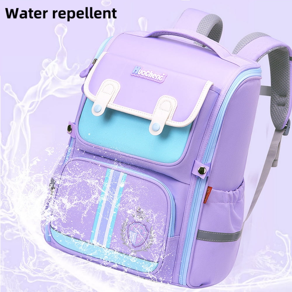Tyethy School Backpack for Girls, Large Lightweight Kids School Bag Waterproof Wide-open Bookbag for Children, Purple