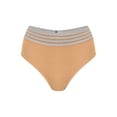 thumbnail image 4 of vigerkar Seamless High-Waist Panties for Women - Breathable Comfort & -Lifting Design with Stripe Accents Beige, L, 4 of 4