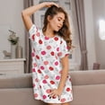 thumbnail image 3 of Fotbe Red Lips 1 Bata de Dormir para Mujer con Estampado, Camisón de Algodón de Manga Corta, Ropa de Dormir Casual, 3 of 6