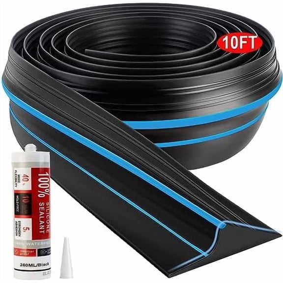 Universal Garage Door Threshold Seal Strip 10FT Kit, Bottom Waterproof Rubber Weather Stripping Replacement（Blue）
