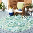 thumbnail image 3 of SAFAVIEH Barbados Tropical Palm Leaves Outdoor Area Rug, Green/Teal, 6'6" x 6'6" Round, 3 of 11
