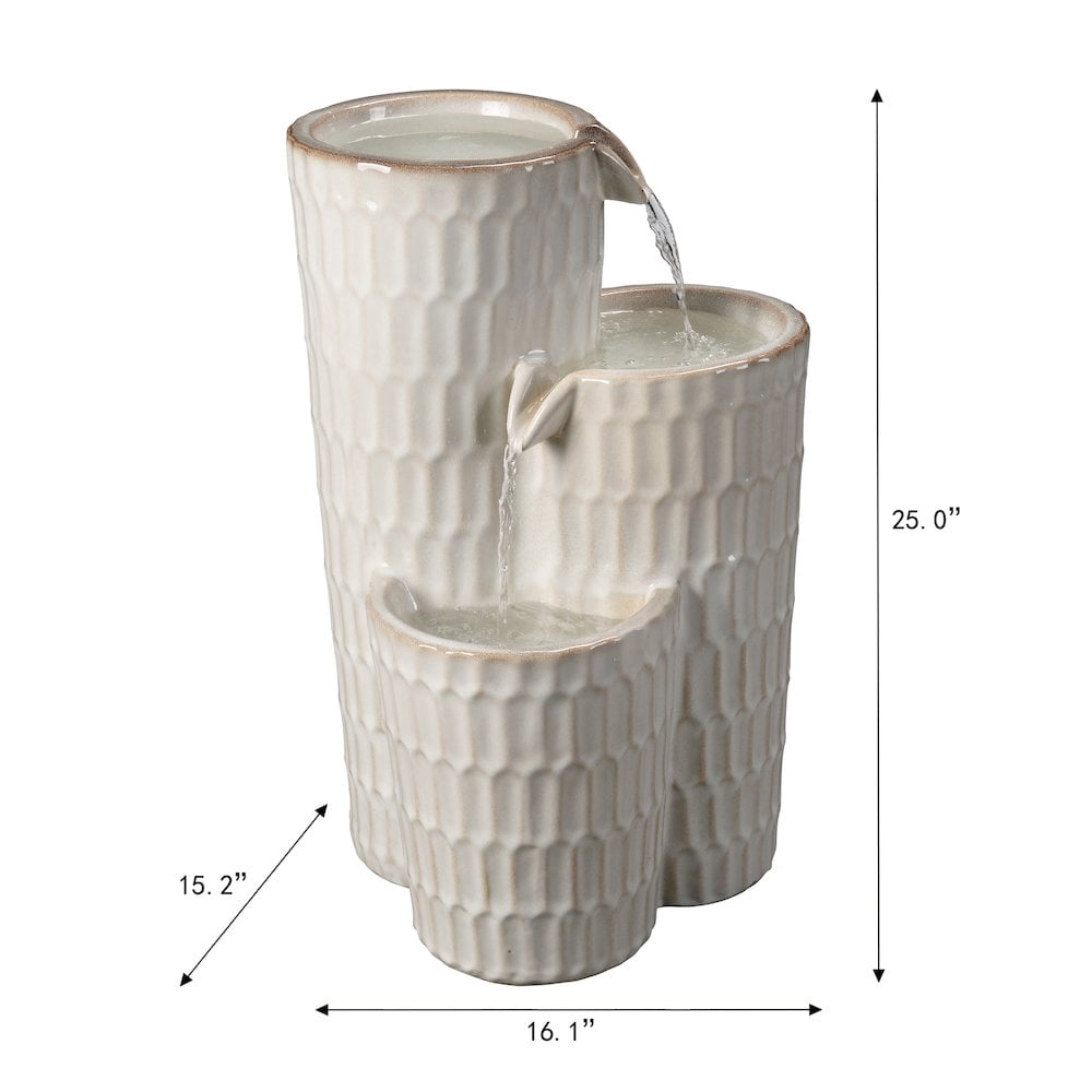 Hi-Line Gifts Ceramic Outdoor Garden Fountain - 25" - Cream