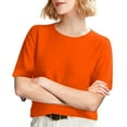 thumbnail image 7 of Womens 100% Merino Wool Crewneck Short Sleeve Sweater Orange XL, 7 of 7