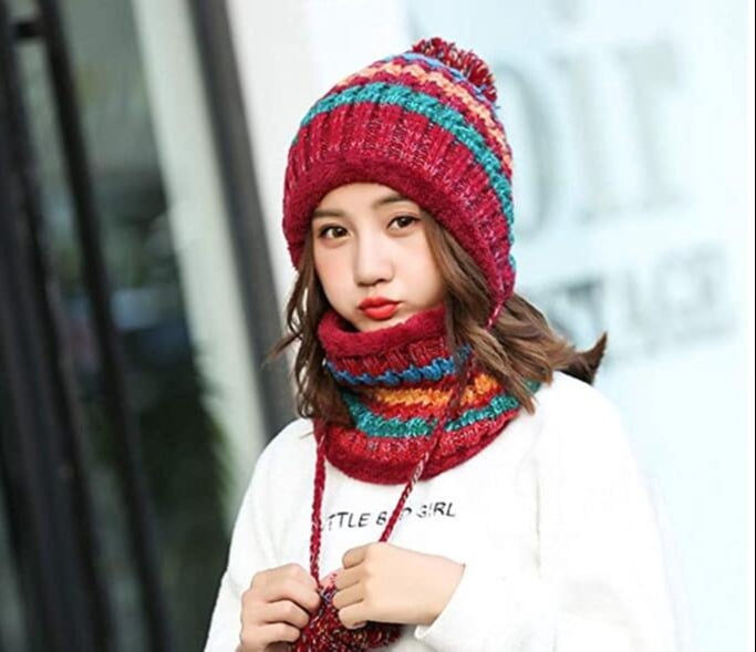 Women'S Knitted Hat Scarf Set Winter 