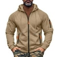 thumbnail image 2 of JoveMarine Men's Flag Print Zip Up Hoodie with Arm Pocket, Casual Cardigan Style Sweatshirt, Large Size Fleece Jacket for Patriotic Events, Christmas, Outdoor Activities,Camel XL, 2 of 5