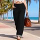 thumbnail image 4 of Pantalones Anchos Sueltos para las Mujeres Pantalones Rectos Sueltos Elásticos de Raya Casual con Bolsillo, 4 of 9