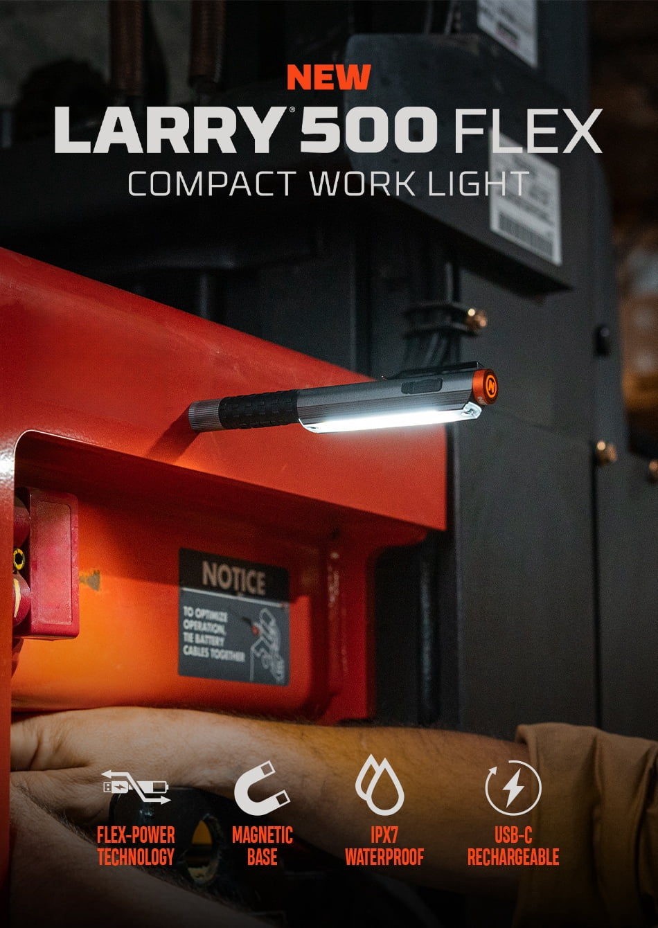 NEBO Larry 500 Lumen LED FLEX (Rechargeable or Alkaline Battery) Handheld Flashlight