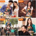 thumbnail image 4 of Pioneer Flower Floral Print Pattern Apron-Garden Aprons for Women with Pockets-Cotton Linen Waterproof Kitchen Cooking Gardening Aprons Adjustable for Kitchen,Cooking,BBQ and Salon 33x27 Inch, 4 of 7