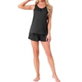 thumbnail image 2 of INSPIRE CHIC Women's Satin Silky Tank Top and Shorts Pleated Front 2 Piece Pj Set Sleepwear Pajama Sets S Black, 2 of 5