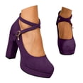 thumbnail image 3 of Win s Way Women's Suede Crossover Strap 8cm Heel High Heels Oktoberfest Casual Market Shoes, 3 of 9