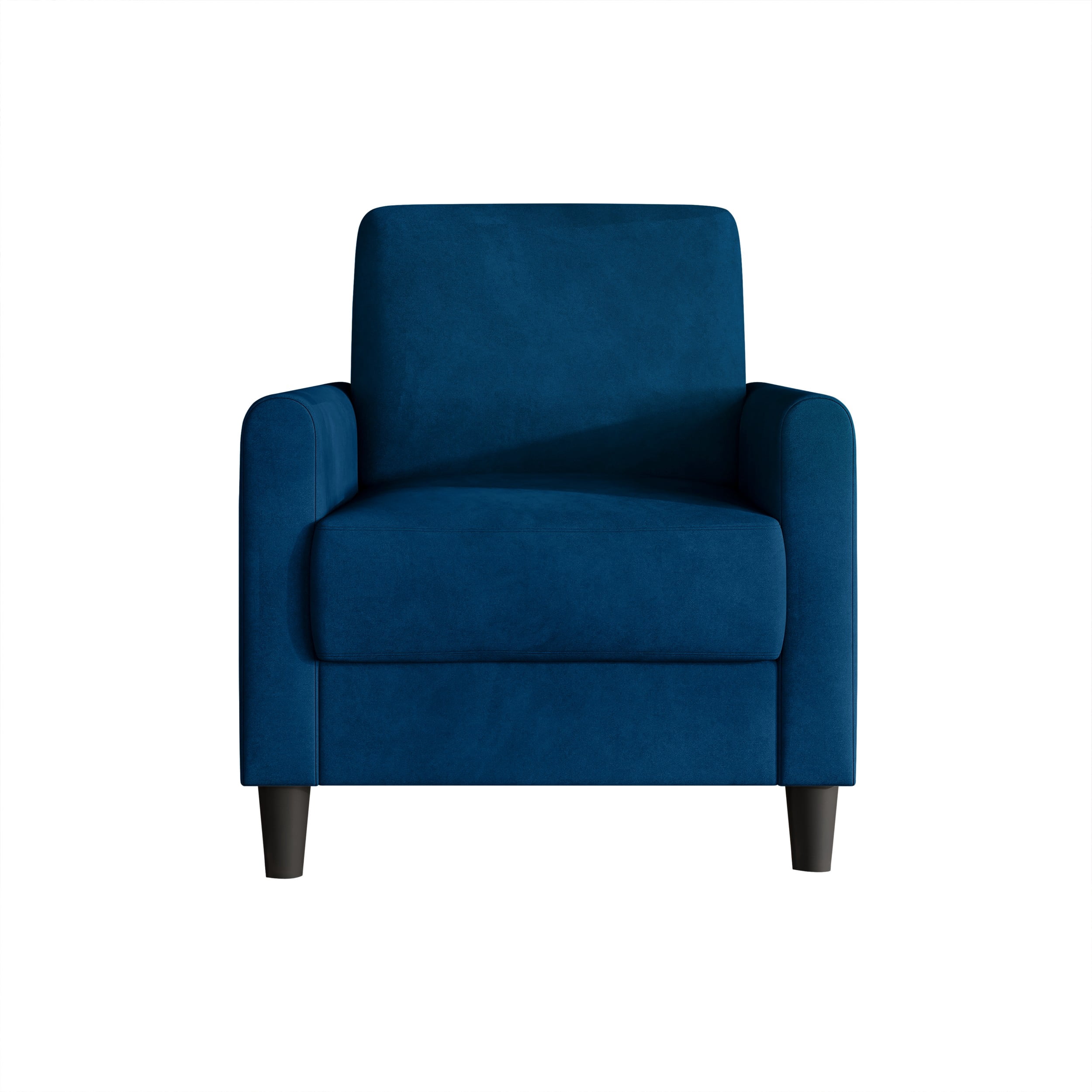 Home Design Goliad Velvet Armchair with Pocket Spring, Soft Cushions, Clean Lines Design, Blue