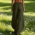 thumbnail image 3 of Yievot Cotton Linen Pants Women Wide Leg Barrel Pant Summer Casual Elastic Waisted Loose Trousers with Pockets, 3 of 8