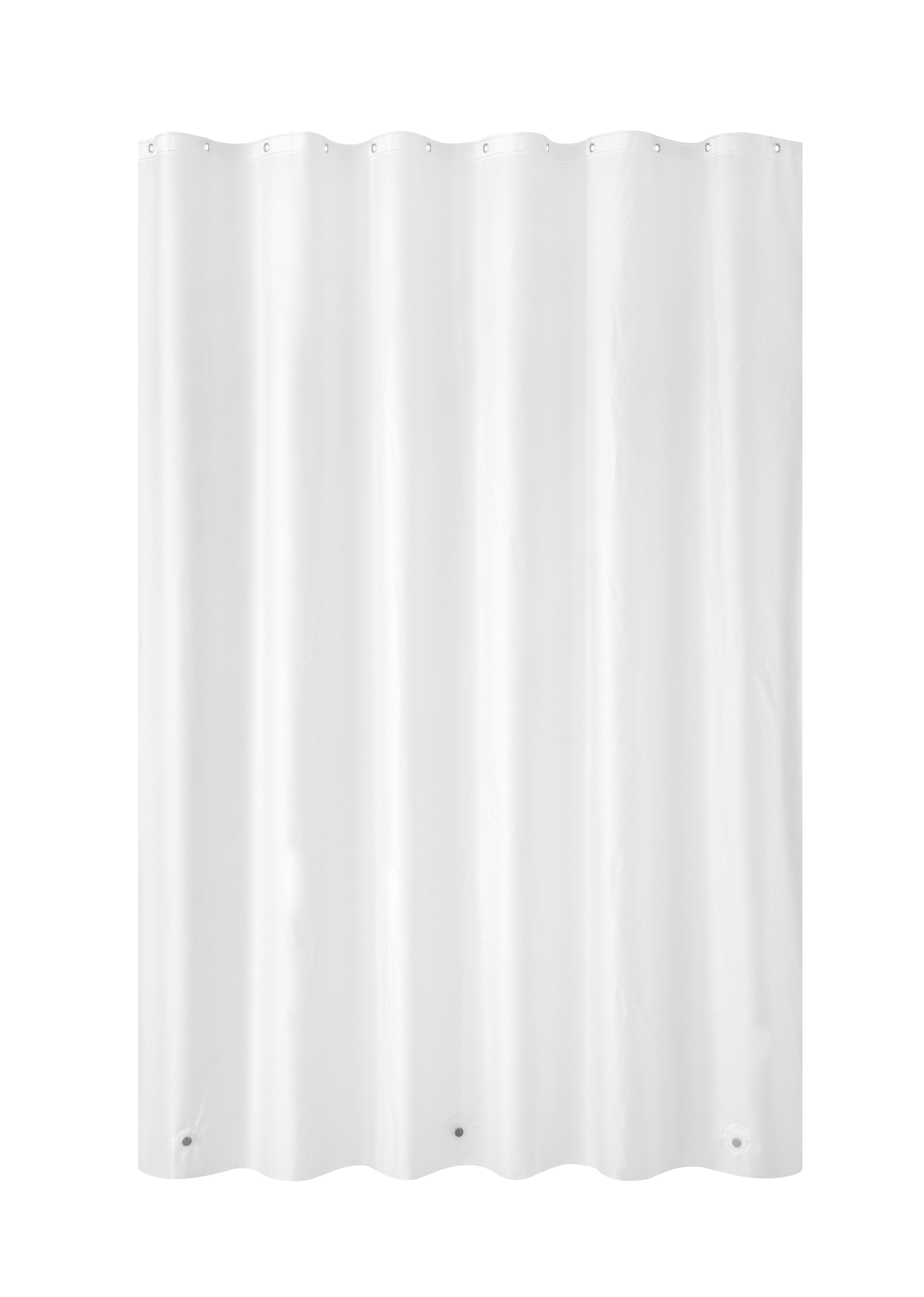 Mainstays Scalloped 14-Piece Blue Fabric Shower Curtain Set with Rollerball Hooks, 72 in x 72 in