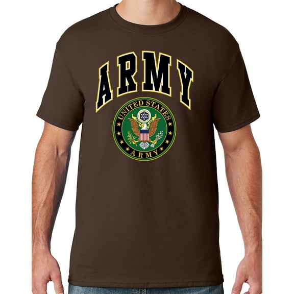 Mens US Army Seal T-shirt, Small Chocolate Brown