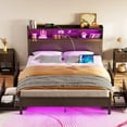thumbnail image 2 of Rolanstar Queen Bed Frame with Storage Headboard, Metal Platform Charging Station, LED 4 Drawers, Bookcase Storage My Lux Decor Round, 2 of 5