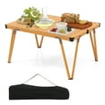 thumbnail image 1 of Gymax Table de Camping Pliant avec Sac de Rangement et Surface de Travail Imperméable Structure en Aluminium Brun, 1 of 10
