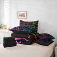 thumbnail image 6 of jejeloiu Neon Cartoon Kitten 7pcs Bedding Comforter Set,Gradient Line Cute Cat Queen Bedding Sets,Kawaii Animal Queen Sheet Sets For Girls Teens,Ultra Soft Home Decor Reversible, 6 of 8