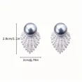 thumbnail image 4 of Sparkling Gray Pearl Women Delicate Stud Earrings Anniversary & Valentine's Gift, 4 of 4