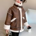 thumbnail image 4 of Ecqkame Girls Faux Suede Jackets Winter Sherpa Fleece Lined Zip Up Coats Solid Color Long Sleeve Thickened Lapel Outerwear Khaki 9 Years, 4 of 8