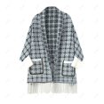 thumbnail image 2 of Cavosen Winter Shawl Wraps for Women Tassel Vintage Plaid Soft Open Front Scarves Versatile Everyday Wear, 2 of 3