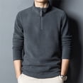 thumbnail image 2 of Men's Quarter Zip Pullover Long Sleeve Mock Neck Casual Fleece Sweater Top, 2 of 5