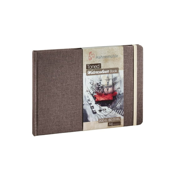 Hahnemuehle Toned Watercolor Paper Book, 30 Sheets, Landscape, A6 (4.1 in x 5.8 in), Tan